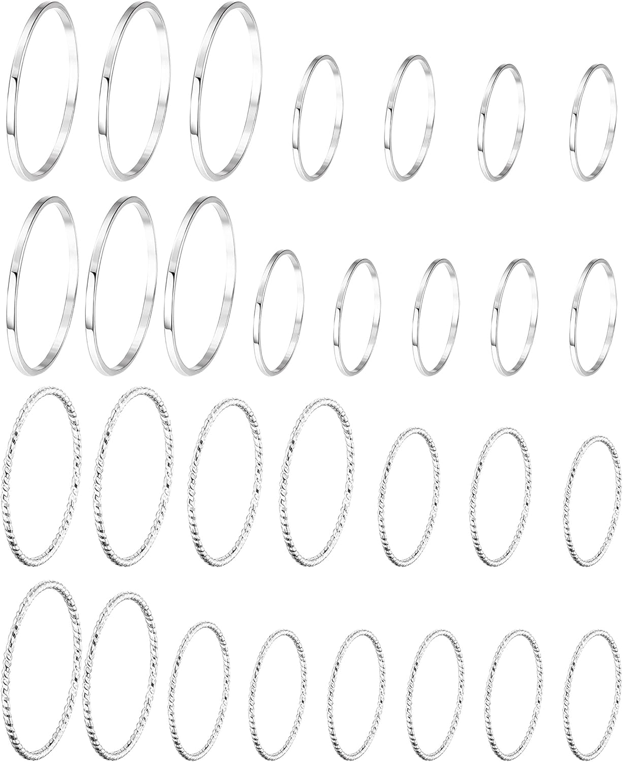 HAIAISO 30 Pcs Knuckle Stacking Rings for Women 14K Gold Plated Simple Dainty Thin Midi Finger Stacakble Rings Set(30pcs White Gold): Jewelry