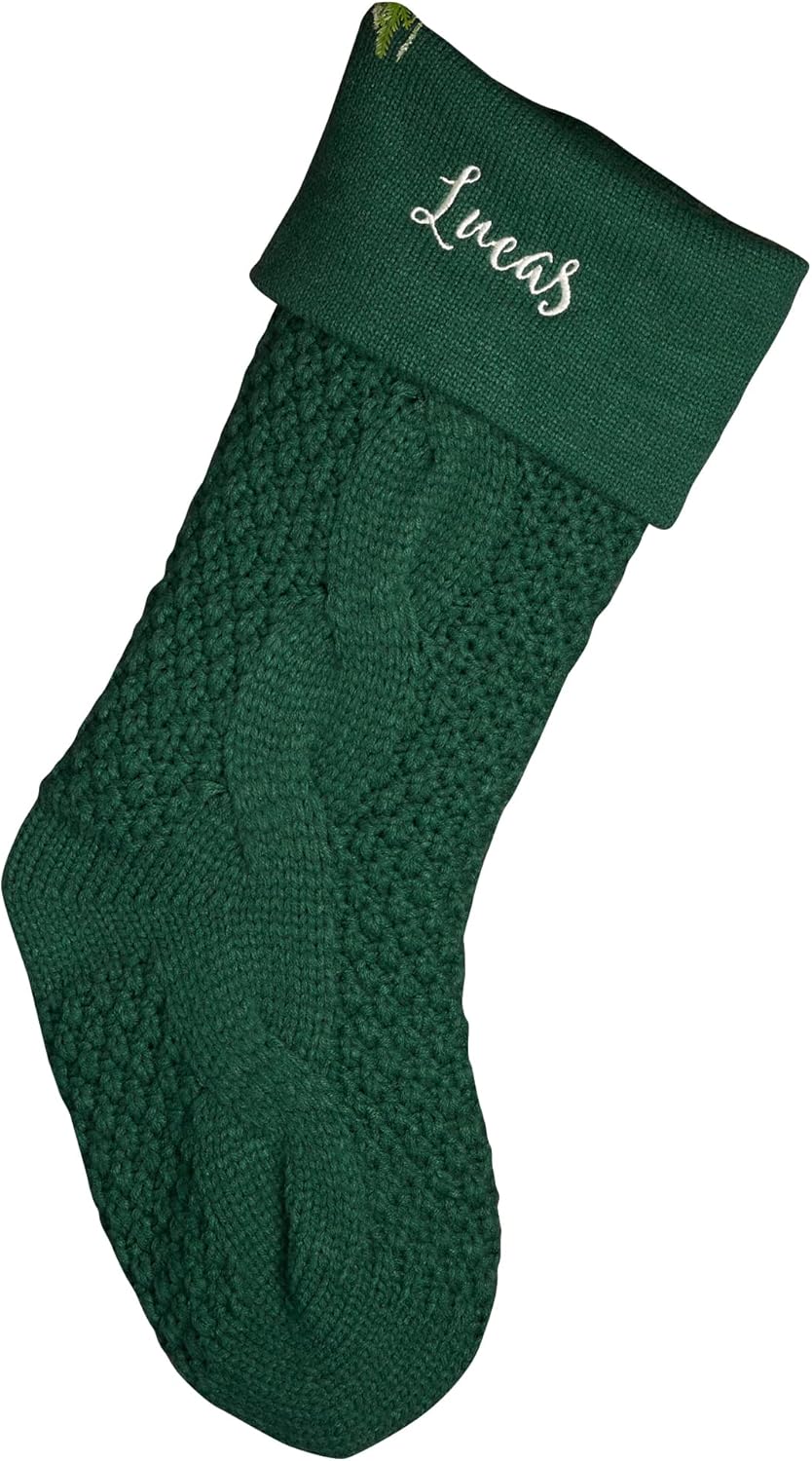 Stockings & Holders - Personalization Universe Cozy Cable Knit Personalized Christmas Stocking - 21