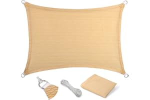 Eden's Decor 10' x 12' Beige Sun Shade Sail Outdoor Canopy Rectangular Awning Fabric Cloth Screen for Patio Garden Backyard Pergola Custom Size