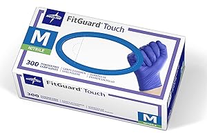 Medline FitGuard Touch Nitrile Exam Gloves, 300 Count, Medium, Powder Free, Disposable, Not Made with Natural Rubber Latex, Excellent Sense of Touch for Medical Tasks, Durable for Household Chores
