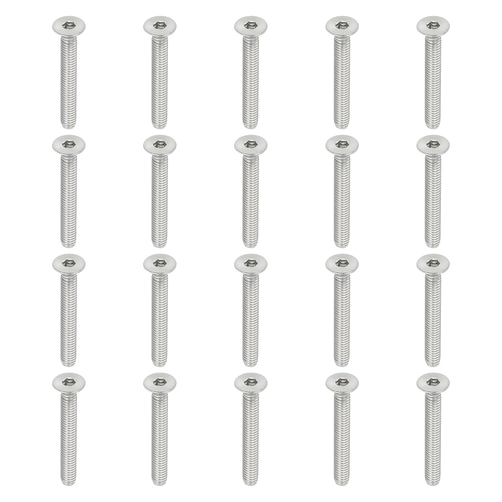 PATIKIL M4 x 30mm Flat Head Socket Cap Screws, 50 Pack 304 Stainless Steel 18-8 Machine Screws Flat Countersunk Bolts Hex Socket Drive Fasteners Grade 6.8 — image 1