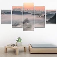SIGNWIN 5 Panel Canvas Wall Art Modern Art Expressive Landscape Modern Mountain Top Multicolor Photography for Home Decorations Ready to Hang - 60