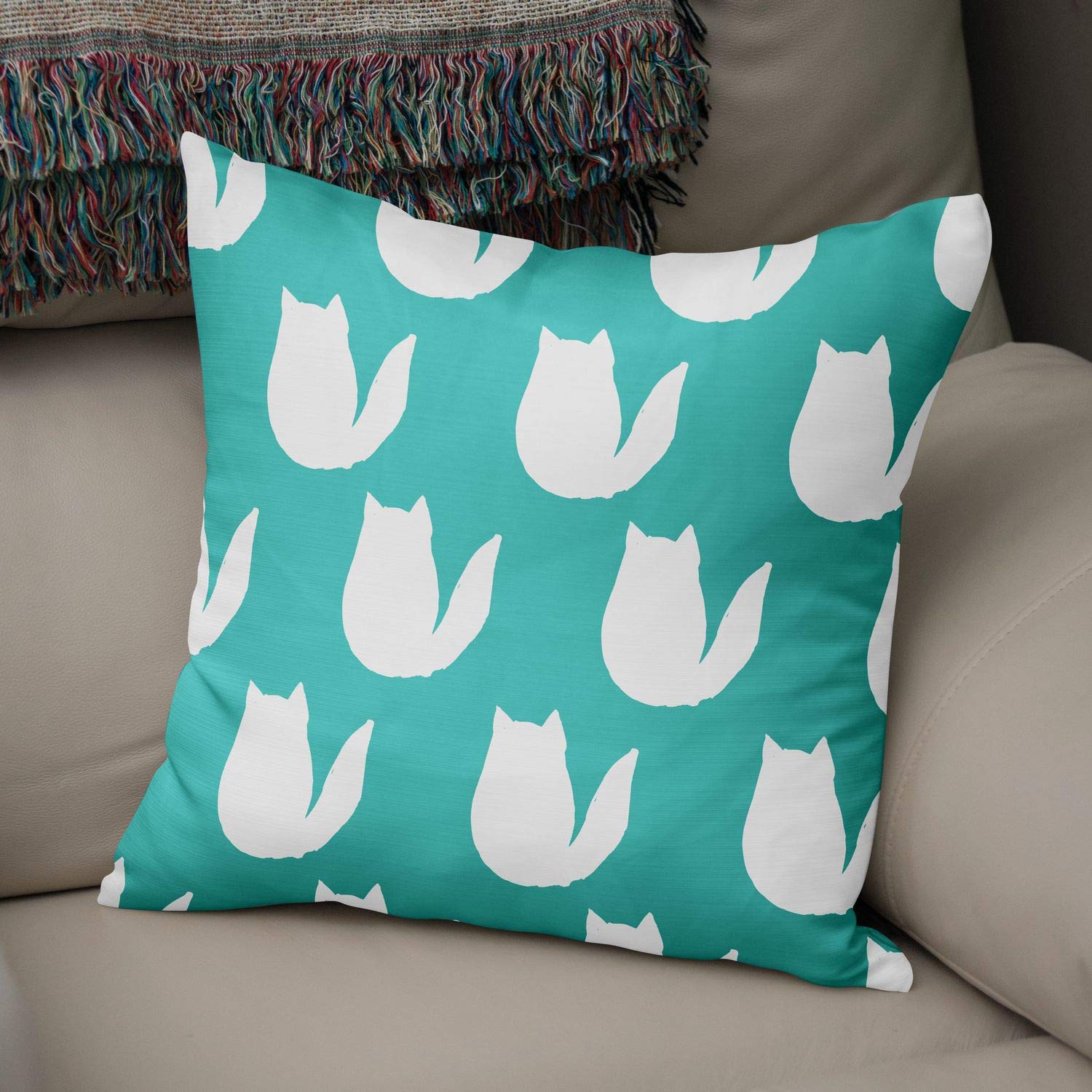 Bonamaison Decorative Cushion Cover, Polycotton, Teal, Standard