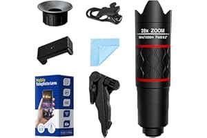 YOURELEXIT 28X Telephoto Lens with Tripod for iPhone Android Phones, 2-in-1 Mobile Phone Camera Lens Kit with Universal Clip, HD Magnifier for Smartphone Photography - Compatible with All Smartphones