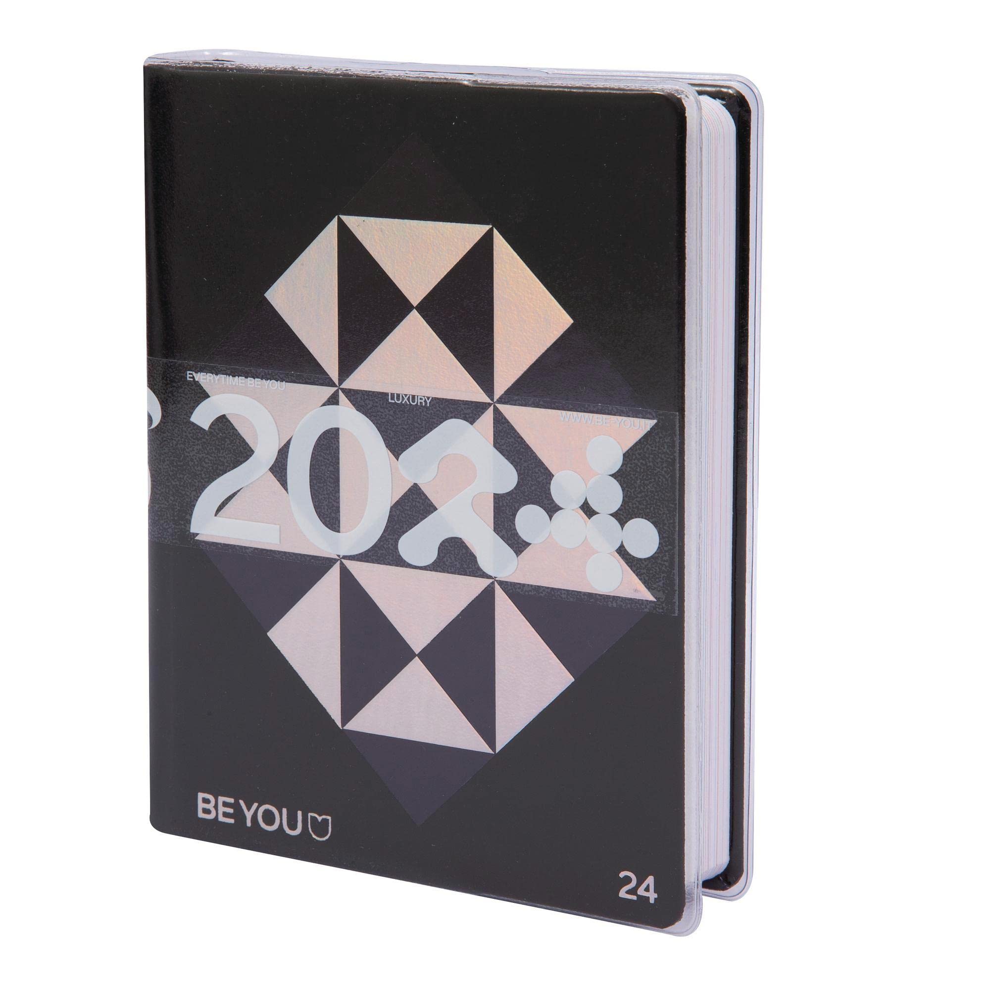 BE YOU Luxury School Diary 2023-2024, 12 Months, September 2023 - August 2024, School Diary with Sticker and Sketch Pages with Transparent Cover, Medium Size 12.5 x 16.5 cm