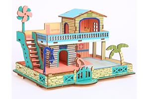 LEWABOV 3D Wooden Puzzle,3D Architectural Model Building Set for Teens and Kids Ages 8+,Coffee Table Decor,Arts and Crafts for Kids. (Simple Packaging)