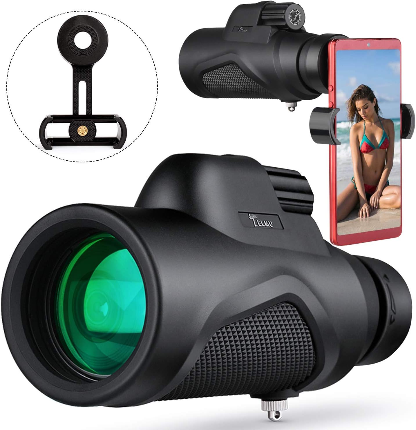 TELMU Monocular Telescope for Adults, BAK-4 Prism Waterproof Fogproof Shockproof Scope, FMC High Powered Monocular, Single Hand Focus Travel Concert Hunting