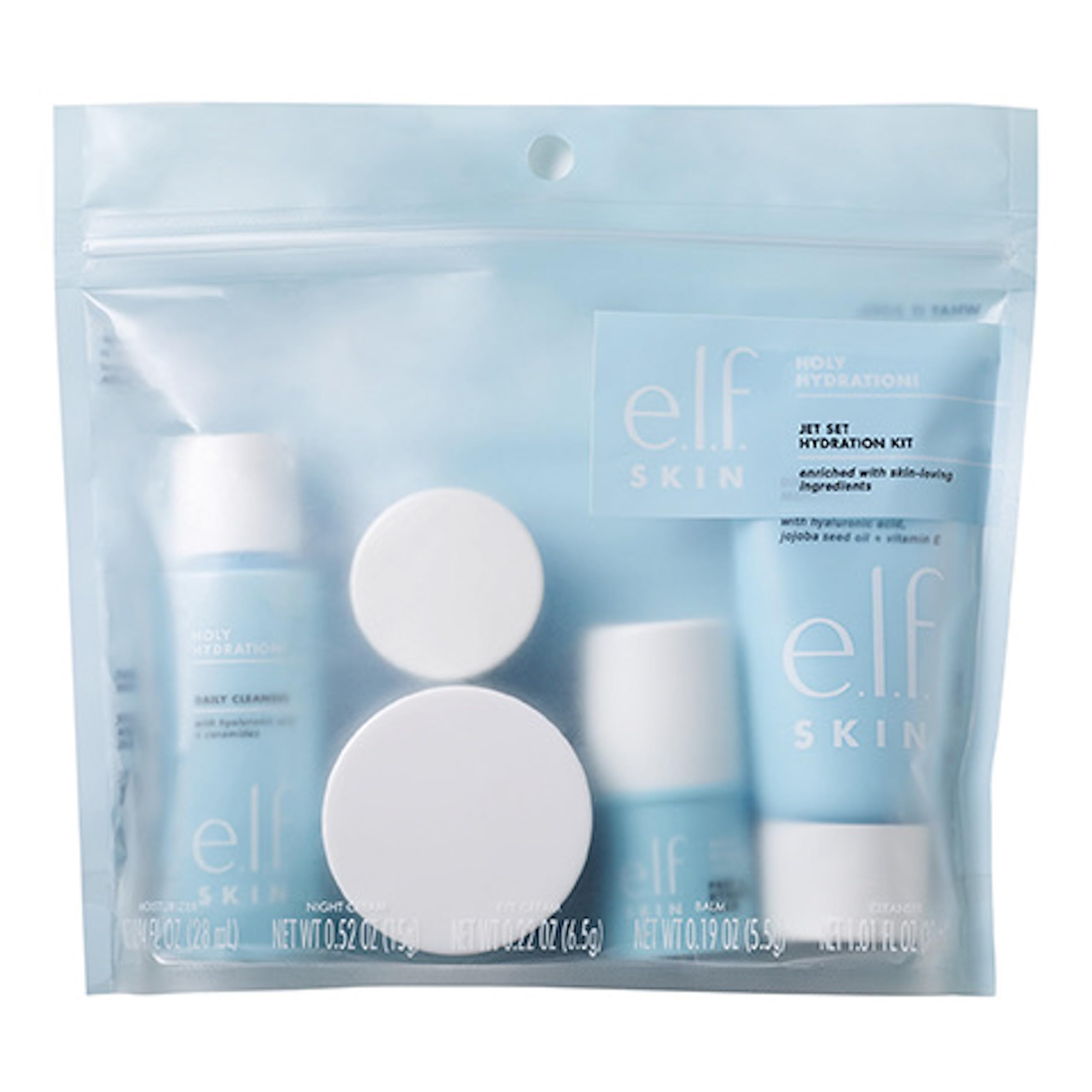 e.l.f. SKIN Jet Set Hydration Kit, Travel Friendly Hydrating Skincare Set, Face Cleanser, Balm, Moisturiser, Eye Cream and Night Cream, Vegan and Cruelty-Free