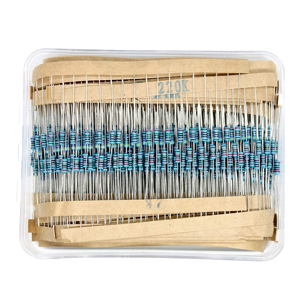 ARCELI 600PCS 30 kinds of resistance each 20 1/4W five-color ring resistance 1% precision metal film resistor package