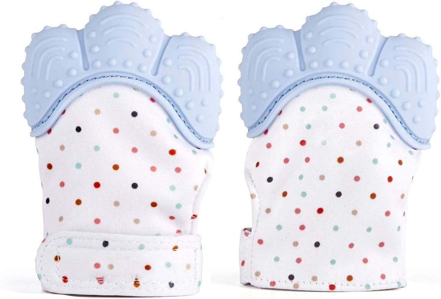 2 Pack Teething Mittens Baby Silicone Teether Baby Teething Glove Infant Newborn