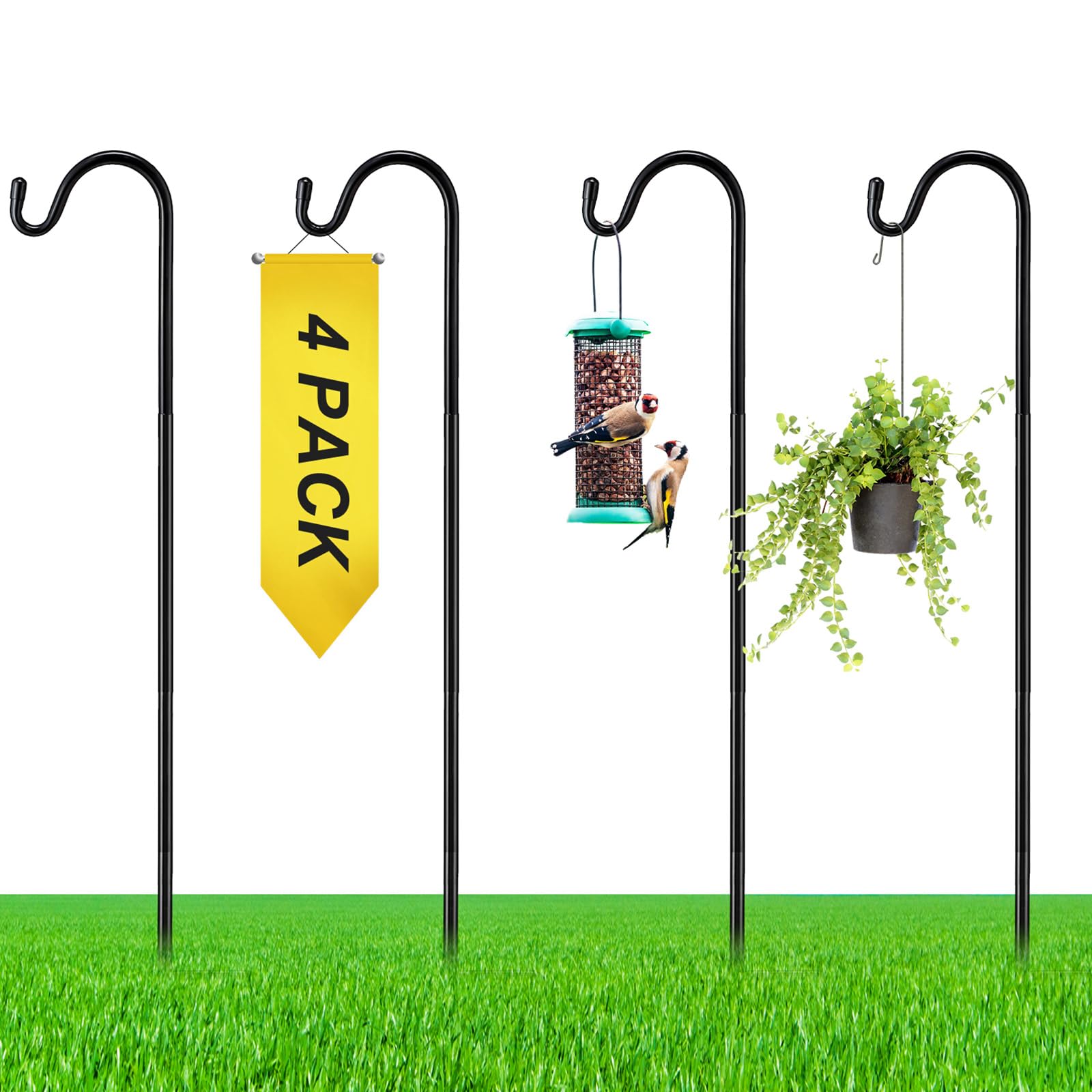Photo 1 of *only 1 piece* Yetene 4 Pcs 45 Inch Shepherds Hook for Outdoor Adjustable Bird Feeder Pole Metal Steel Shepard Hooks for Hummingbird Stand Feeder Pole for Garden Plant, Lantern, Hanging Wedding Decor