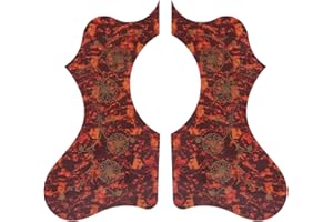 HERCHR 2Pcs Acoustic Guitar Pickguard Scratch Plate, Self-adhesive Pickguard Sticker Guard Anti Scratch Universal Sticker for Left Right Folk Acoustic Guitar Parts(Brown)