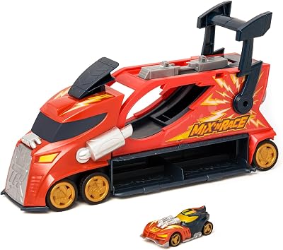 Mix ´N Race Thunder Truck– Camión Lanzador con 3 acciones en 1. Incluye 1 vehículo T-Racer Mix ´N Race Exclusivo, Zona para Montar vehículos, Tirador para lanzarlos y Espacio para 7 Coches