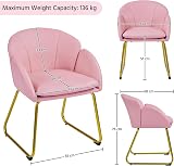 Yaheetech PU Leather Tub Chair Vanity Chair Pink with Golden Metal Legs view 3