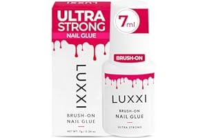 LUXXI Super Strong Brush On Nail Glue for Press On Nails | Best Extra Strength Nail Glue for Long Lasting Extended Wear for Press-Ons, Nail Tips & Acrylic Nails
