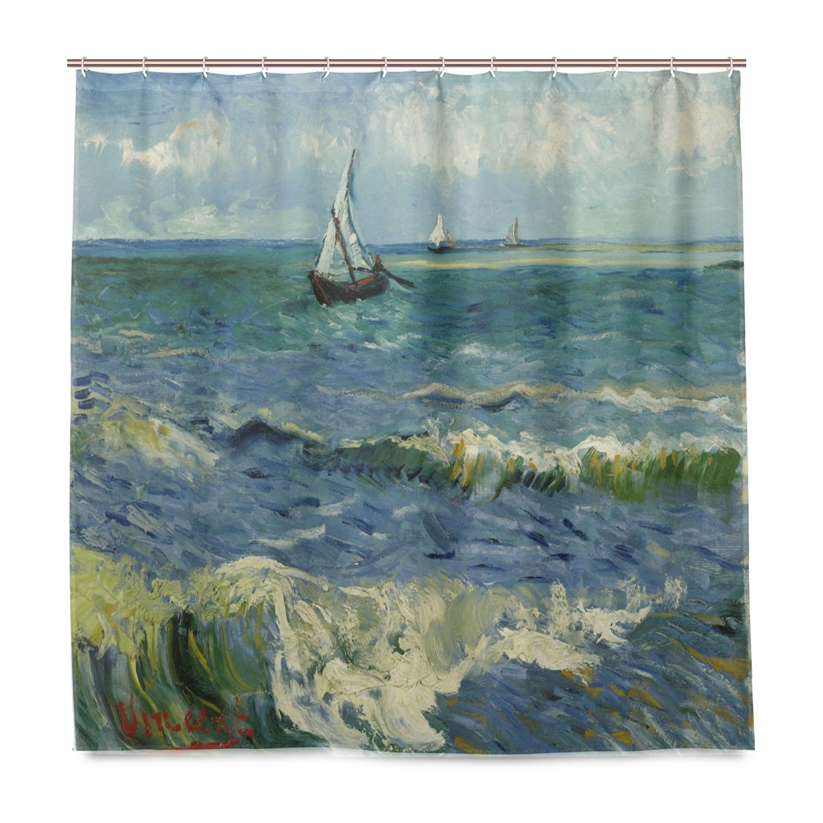 ISAOA Art Painting From Van Gogh Shower Curtain Waterproof Mildew Resistant Anti-Bacterial Personalized Design Polyester Fabric Curtain for Bathroom,180x180cm with 12 hooks