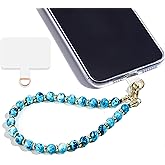 Lostars Marble Beaded Phone Wrist Strap,Detachable Phone Bracelet Strap with Tether Tab,Hands-Free Wristlet Strap (Blue Ink)