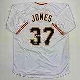 Facsimile Autographed Jared Jones Pittsburgh White Reprint Laser Auto Baseball Jersey Size Men's XL