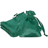PATIKIL 3 x 4 Inch Satin Bags with Drawstring, 6 Pcs Silk Drawstring Gift Bag Wedding Favor Pouch for Jewelry Candy Christmas Party Graduation Birthday Easter, Green