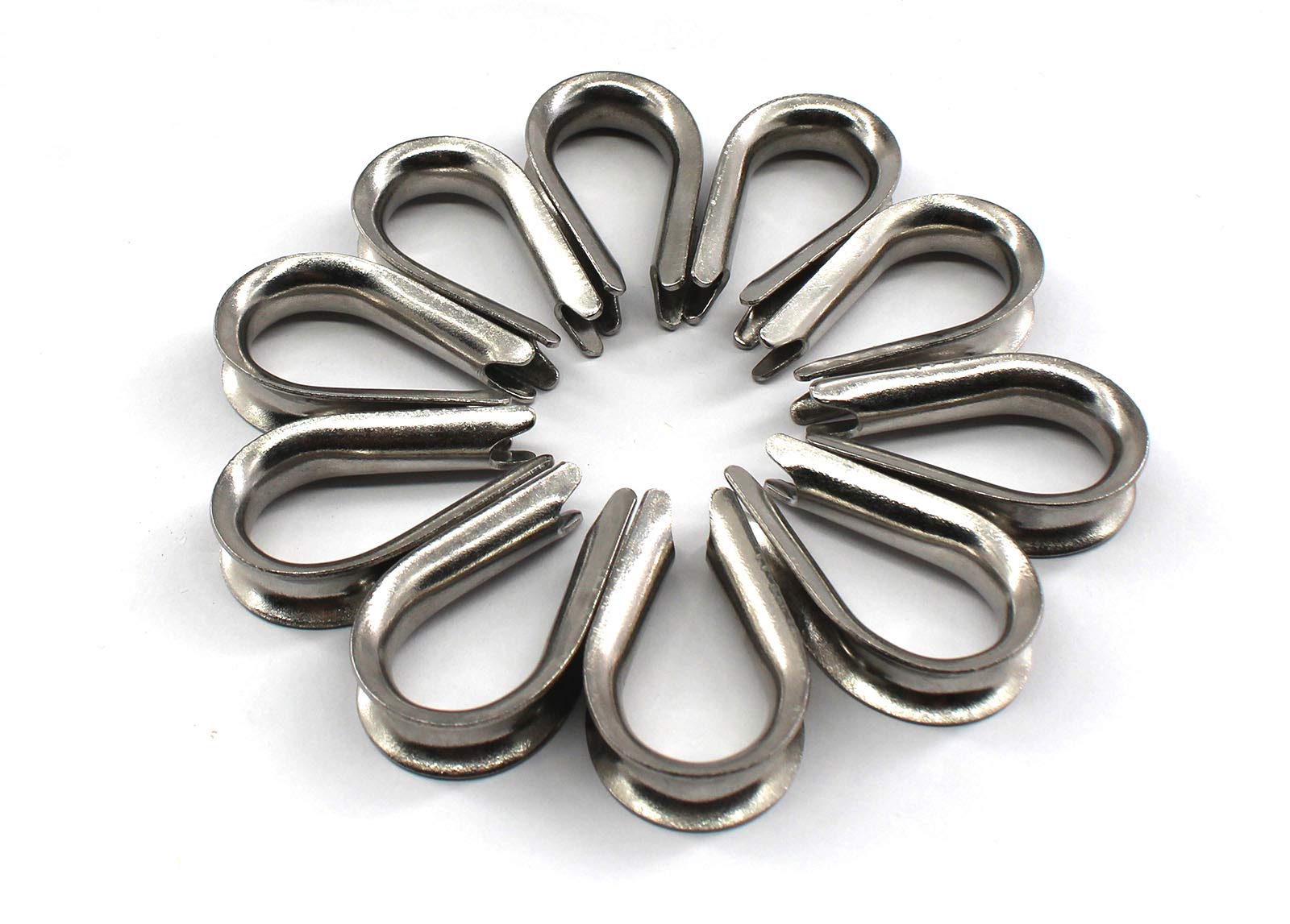 10 pcs M12 304 Stainless Steel Thimble for Wire Rope Cable Wire Ring-shaped Thimble