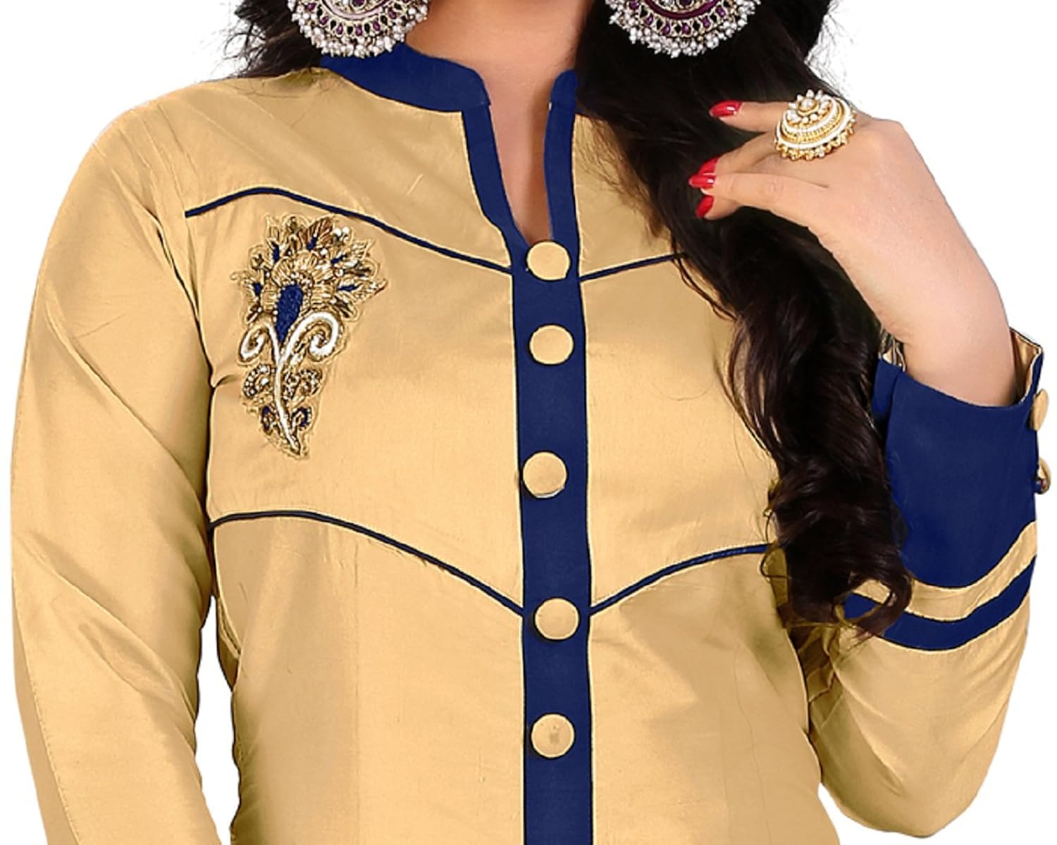 mt women's taffeta silk party wear long kurti (mt-108 p)