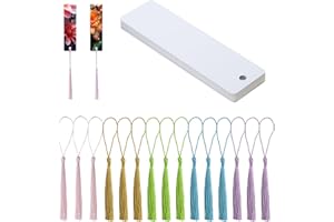 PPhtony Sublimation Blank Bookmarks 15Pcs Double-Side Heat Transfer Metal Craft Book Marker with 15Pcs Colorful Silky Tassels for Birthday Wedding DIY Projects and Gift Tag (3.2x12cm, Rectangle)