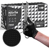 WECARE 8 Mil Nitrile Gloves - Heavy Duty Mechanic Gloves, with Diamond Grip - Powder and Latex Free Disposable Gloves