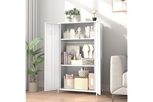 erosoei 2 Door 51.3" Metal Locker Storage Cabinet Steel Kids Wardrobe Changing Room Locker Cabinet Box with 2 Adjustable Shelves Steel Locker File Cabinet Organizer for School Gym Home Office