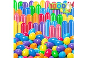 Jumlys 1000 PCS 2.4" Plastic Easter Eggs Bulk, Empty Easter Eggs with Hinge, 8 Colors Fillable Colorful Egg, Perfect for East