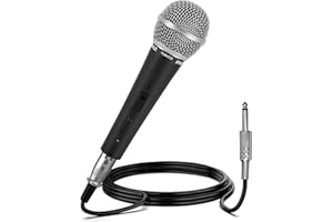 Pyle Professional Dynamic Vocal Microphone - Moving Coil Dynamic Cardioid Unidirectional Handheld Microphone with ON/OFF Switch Includes 15ft XLR Audio Cable to 1/4'' Audio Connection - PDMIC59