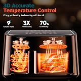CookWise 9L Dual Air Fryer with 3L+6L Dual Zones, 6 Presets, 2 Drawers view 4