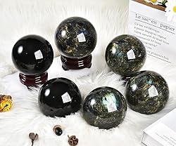 MOGEMT Labradorite Crystal Ball with Stand Large