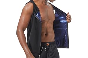 Livwxk Men's Sweat Sauna Vest Sweat Waist Trainer Shapewear Slimming Shirt Compression Workout Suit With Zipper