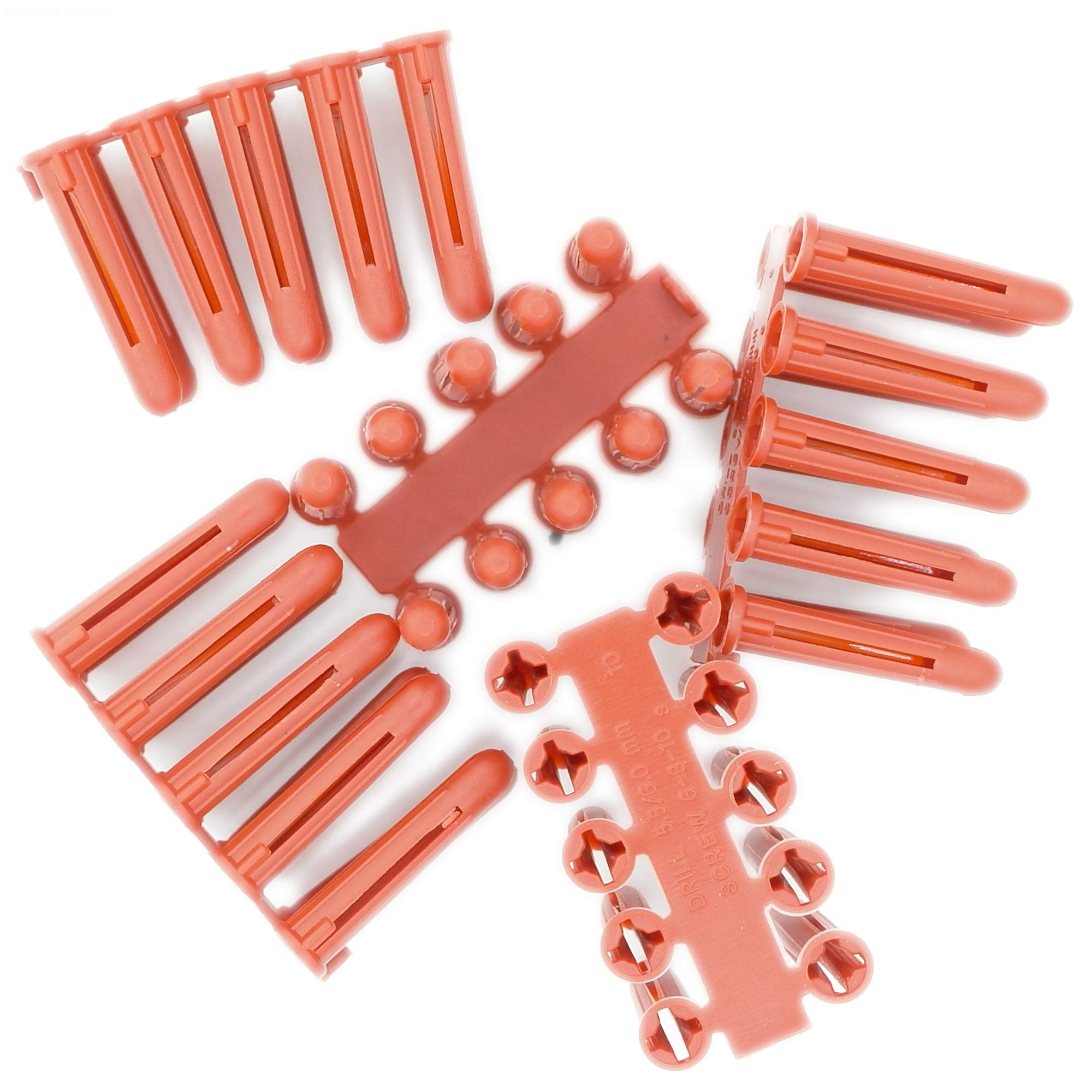 No.6-8 (3.5mm - 4.2mm) Wall Plug (Standard) - Plastic (Red) (Pack of 50)