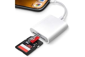DESOFICON [Apple MFi Certified] Lightning to SD Card Camera Reader for iPhone iPad, Dual Card Slot for iPhone iPad SD/Micro SD Memory Card Reader Adapter, Trail Game Camera Viewer, No App Required Plug and Play