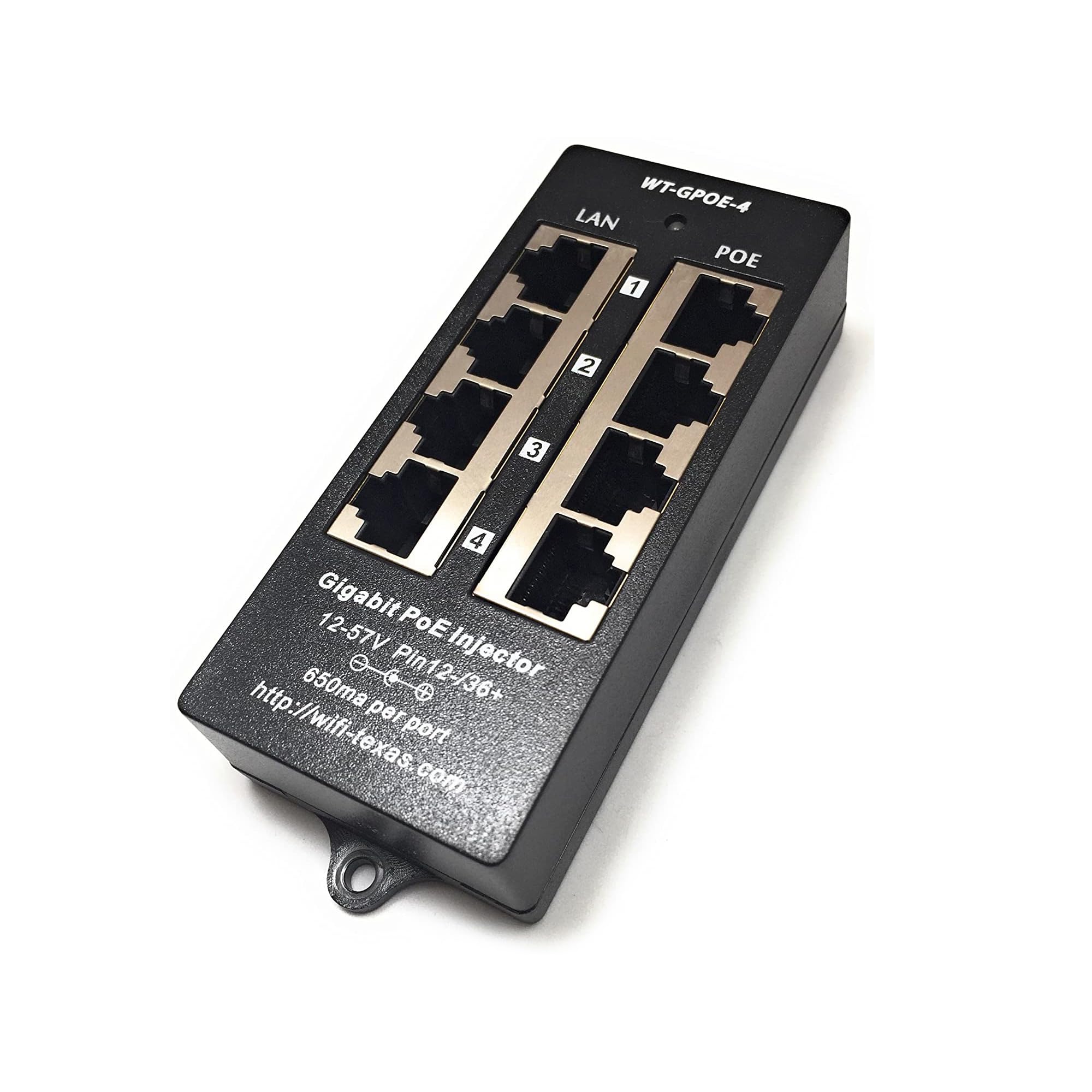 PoE World Gigabit PoE Injector GPOE-4 4 Ports Power Over Ethernet Injector for 802.3af/Passive 802.3at Devices Wall Mount PoE Network Injector(Power Supply NOT Included)