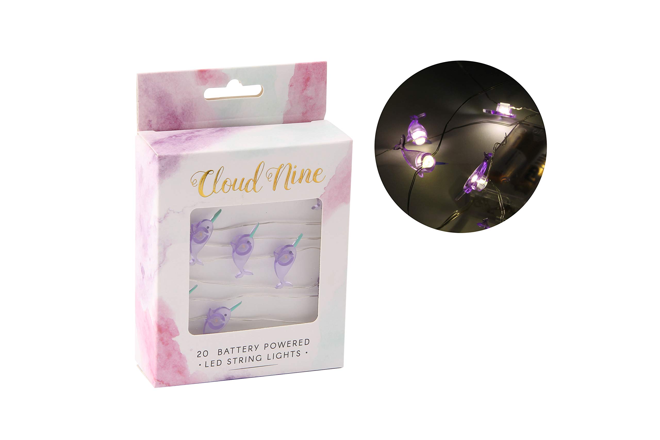 CGB Giftware | Cloud Nine Narwhale Fairy Lights | 20 Battery Powered LED Lights | 2.2m Long | GB02689