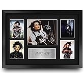 HWC Trading Johnny Depp Edward Scissorhands 16 x 12 inch (A3) Printed Gifts Signed Autograph Picture Display for Movie Memorabilia Fans - 16" x 12" Framed