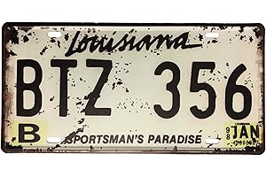 ROOKOPR Louisiana License Plate Aluminum Novelty Car Decor License Plates 12"x6" Front of Car Decorative Retro Rusty License Plate for Men Women Car-18