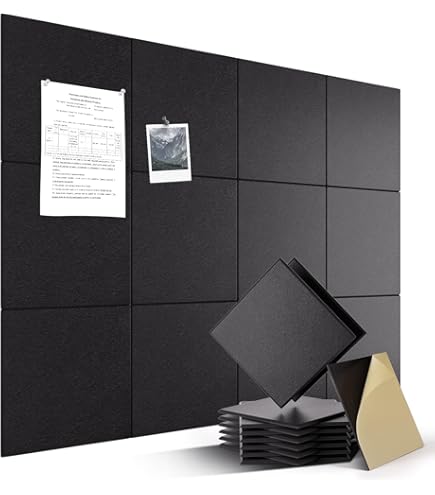 Large Black Felt Pinboard Bulletin Boards Pegboard Wall Tiles, 12"x12 - View #6