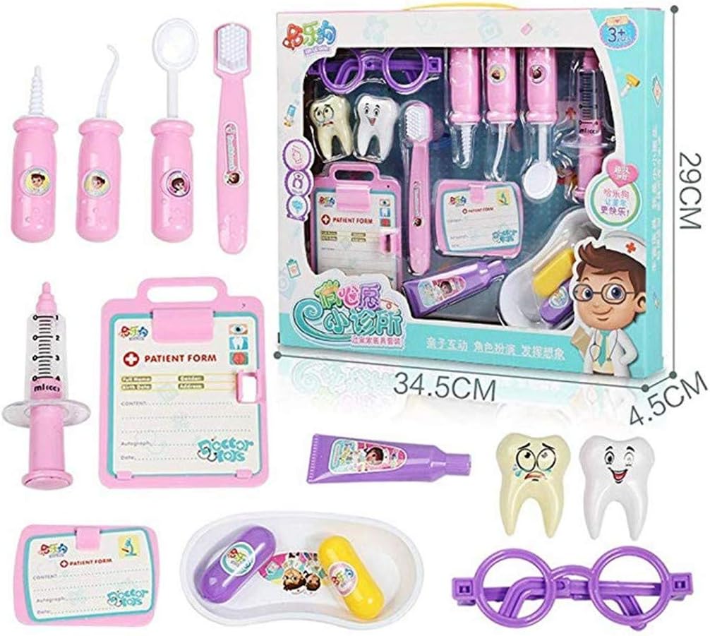 Educational Medical Pretend Dentist Role Play Toy Set, Medical Kit with Electronic Stethoscope, Roleplay Costume, Promote Learning, Hand to Eye Coordination, Fine Motor Skills (10 - Pieces, D)