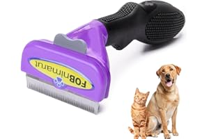 QwsYaay Undercoat Deshedding Tool for single-coated Dogs,Pet Grooming Brush,dematting tool for Cats,Removes Loose Hair,Combats Shedding,Large
