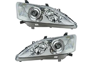 AM AUTOPARTS 2 Piece Headlight Assembly Set Halogen Driver & Passenger Side Compatible with 2007-2009 Lexus ES350 LX2502134 LX2503134