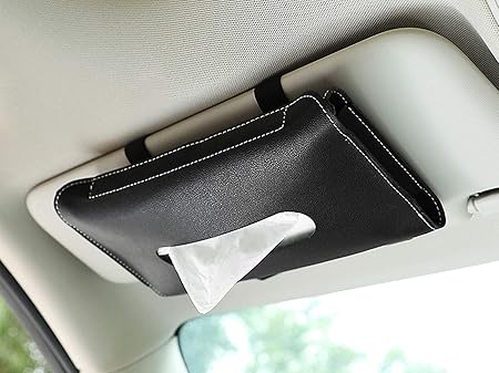 Amazon Pinkbluedog 車用ボックス 薄型タイプ ティッシュボックス 収納 ティッシュカバー 収納ポケット ティッシュケース 車用 家用 便利 Pu レザー 高級感 サンバイザー ヘッドレスト 簡単固定 ブラック 車 バイク 車 バイク