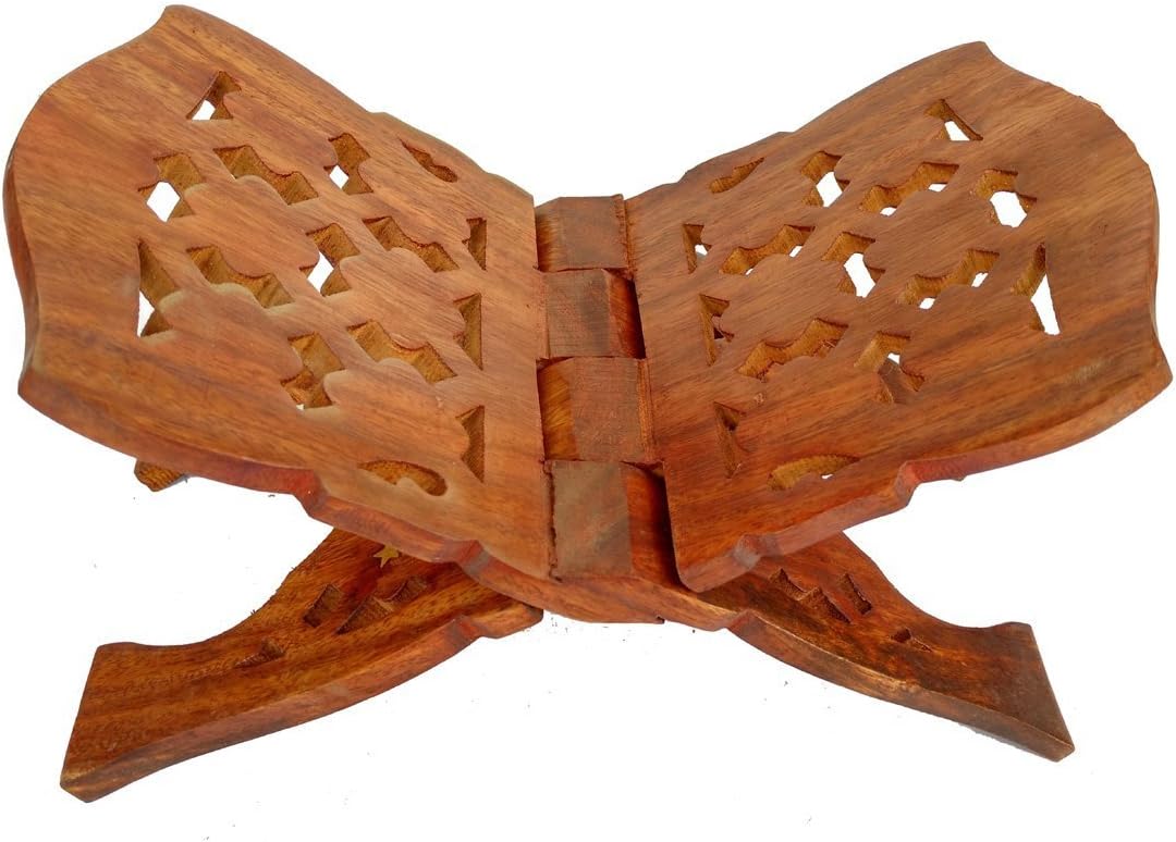J M JEWELS Tammana Handicrafts Wooden Book Reader Stand Quran/Bibke/Geeta/Guru granth saheb Holy Books Holder Book Stand wooden carved