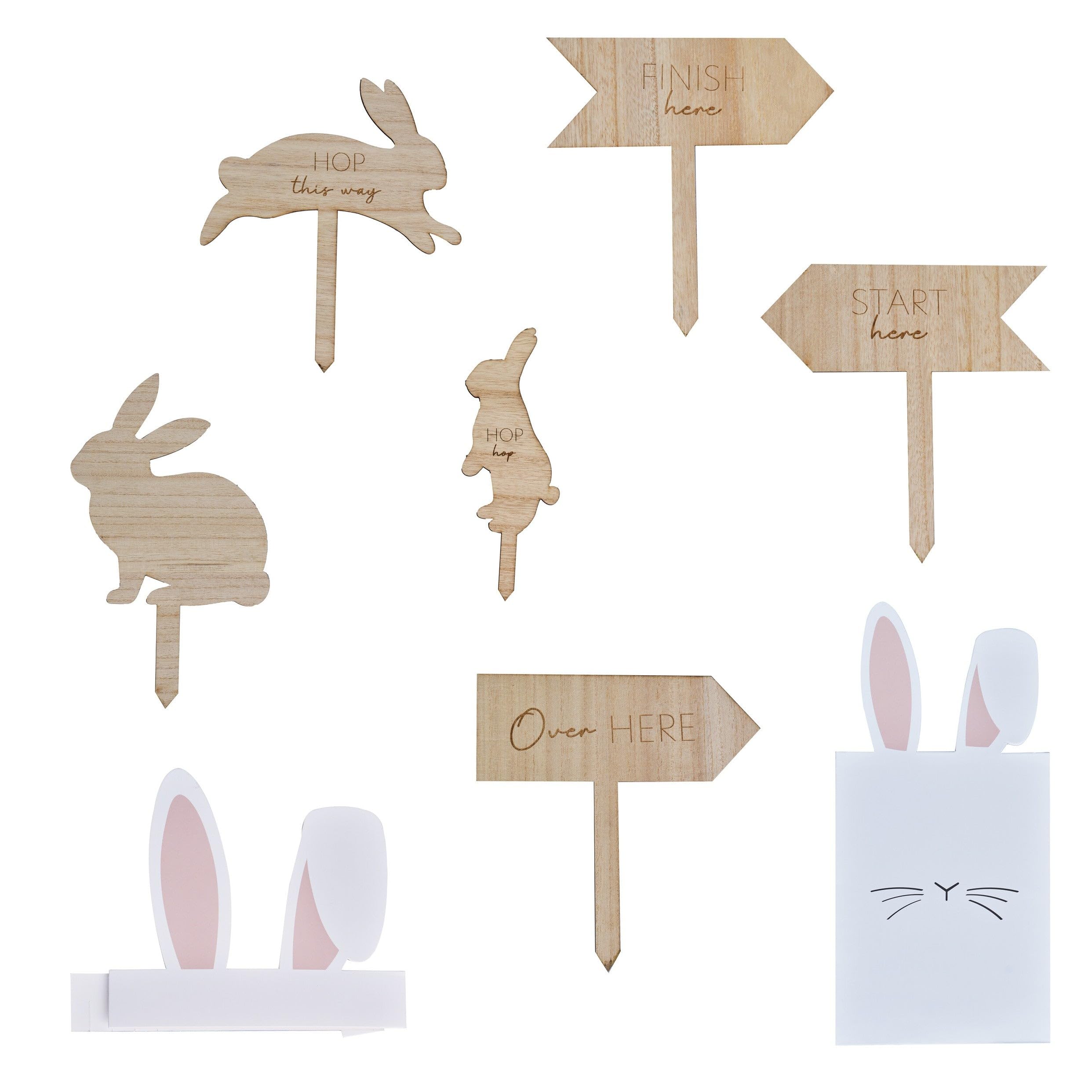 Ginger Ray Easter Egg Hunt Pack with Wooden Eco Reusable Signs & Bags