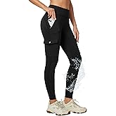 Ewedoos Hiking Pants Women Leggings with Zipper Pockets Water Resistant Workout Compression Leggings Tummy Control UPF50+