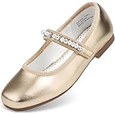 Stelle Girls Wedding Dress Shoes Ballet Flats Flower Party Mary Jane with Beaded Straps Toddler/Little/Big Kids