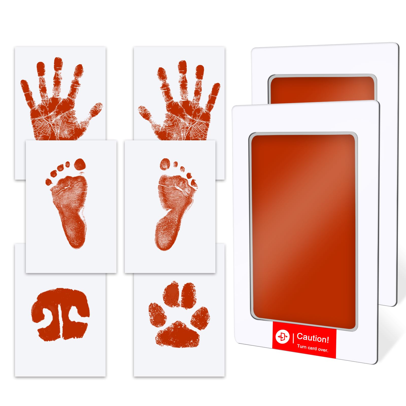 TATUNER Baby Hand and Footprint Kit Inkless - Mess Free Ink Pad, Paw Print Kit for Dogs and Cats, Safe Clean Touch Ink Pads for Newborn Handprints(Orange, 0-6 Months)