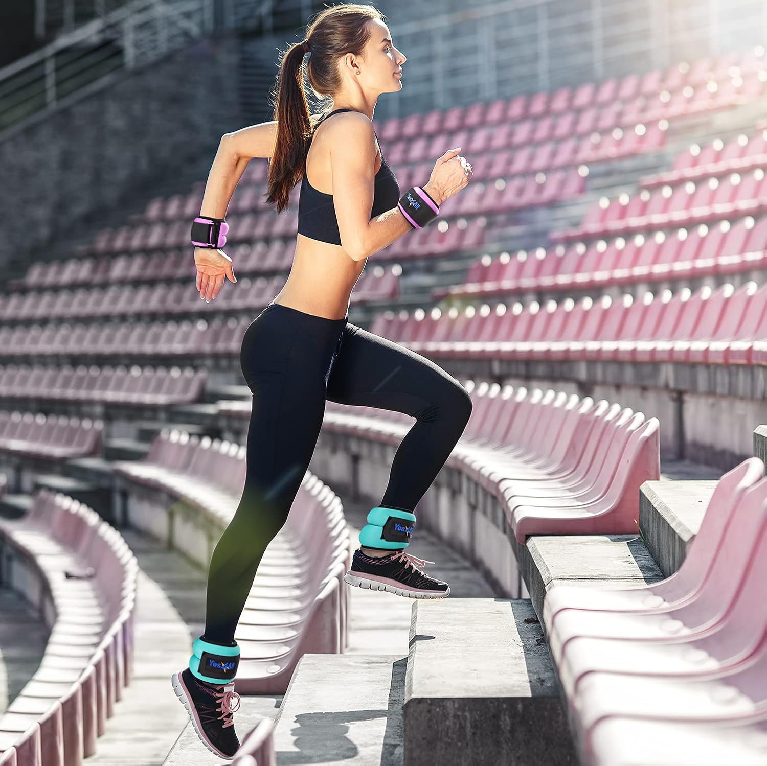 Yes4ll 1.5 lbs Ankle Weights/Wrist Weights for Women and Men – Fully Adjustable Leg Weights for Walking, Fitness, Cardio Exercise (1.5 lbs x2, Purple) : Sports & Outdoors